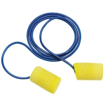 3M 311-4101 E-A-R™ Classic Yellow / Blue Metal Detectable Corded Foam Earplugs - 200/Pack