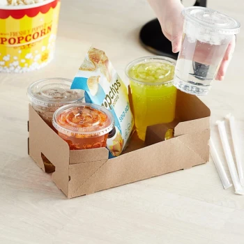 4 Cup Kraft Pop-Up Tray and Cup Carrier - 400/Case