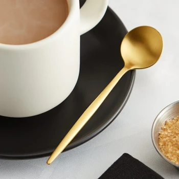 Acopa Odin Gold 5 1/8" 18/8 Brushed Stainless Steel Extra Heavy Weight Forged Demitasse Spoon - 12/Case