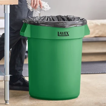 Lavex 32 Gallon Green Round Commercial Trash Can