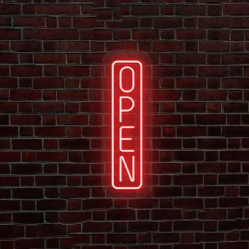 Crazy Neon 16 1/2" x 5 1/2" Red LED Vertical "Open" Sign CNUS000111