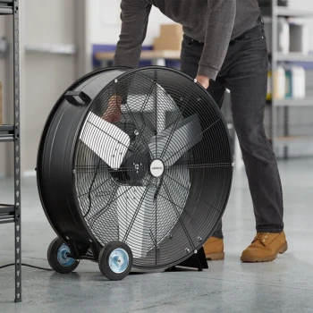 Boltic 30" Black Powder-Coat 3-Speed Portable Direct-Drive Drum Fan - 9,250 CFM, 120V, 1 Phase, 2/5 hp