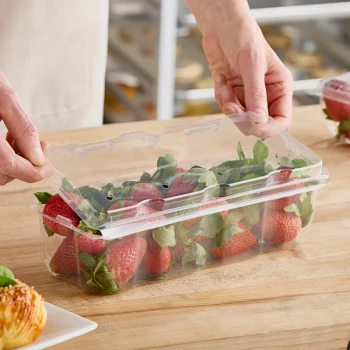 D&W Fine Pack 53 oz. Clear Vented Rim PET Plastic Clamshell Produce / Berry Container - 320/Case
