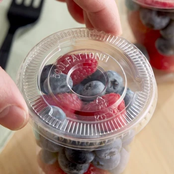 Choice 5 oz., 7 oz., 10 oz. Clear PET Flat Lid with No Straw Slot - 1,000/Case