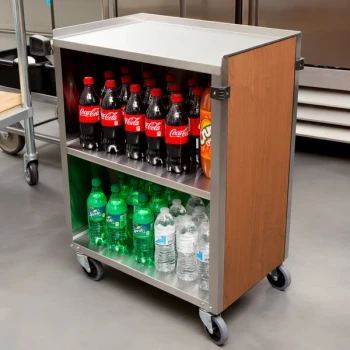 Lakeside 610VC 3 Shelf Standard Duty Stainless Steel Utility Cart with Enclosed Base and Victorian Cherry Finish - 16 1/2" x 27 3/4" x 32 3/4"