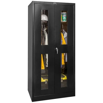 Hallowell 36" x 24" x 72" Black Wardrobe Cabinet with Safety-View Doors - Unassembled 435W24SV-ME
