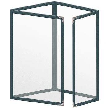 H. Risch, Inc. TETQ Deluxe Sewn 5 1/2" x 8 1/2" Green 8 View Foldout Vinyl Menu Cover with Silver Decorative Corners and Matte Finish