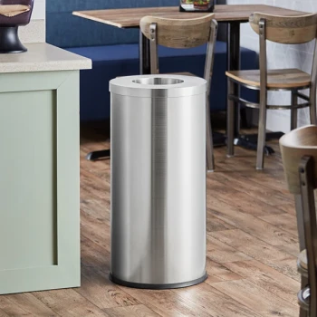 Lancaster Table & Seating 15 Gallon Stainless Steel Round Decorative Trash Can