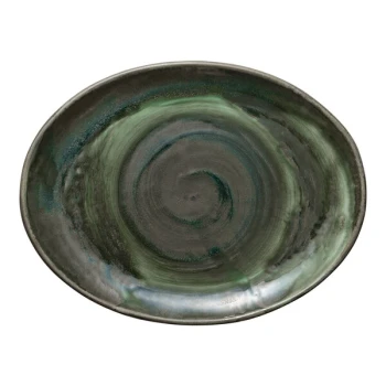 Heart & Soul Perfect Match 12 1/8" x 9 3/8" Avocado Porcelain Oval Coupe Platter - 6/Case