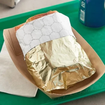 Bagcraft 10 1/2" x 14" Gold Insulated Honeycomb Foil Sandwich Wrap - 500/Pack