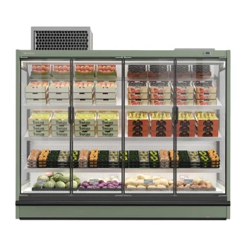Infrico IAG-ML18DGU22M1 73 13/16" Epoxy-Painted Steel Refrigerated Glass Door Merchandiser with Five Shelf Rows and LED Lighting
