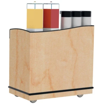 Lakeside 8708HRM Stainless Steel Full-Service Hydration Cart with Adjustable Universal Ledges and Hard Rock Maple Laminate Finish - 44 3/4" x 25 3/4" x 42 1/2"