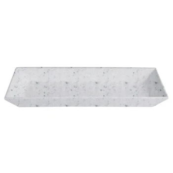 G.E.T. Enterprises BUDS13MW Bugambilia 17" x 8 1/8" Classic Textured Finish Marble White Granite Resin-Coated Aluminum Medium Deep Rectangular Platter