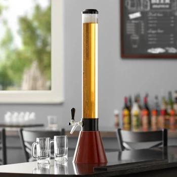 Beer Tubes COW-32-STAP 1/4 100 oz. Customizable Tall Tube Woodgrain Conic Beer Tower