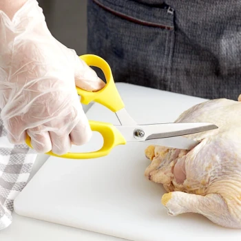 Mercer Culinary M14807YL 3 1/4" Stainless Steel Poultry Shears with TPR Handle