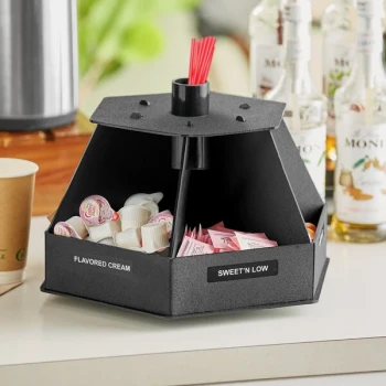 ServSense Black 6-Section Lazy Susan Countertop Condiment Organizer - 14" x 8"