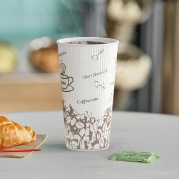 Choice 20 oz. Double Wall Bean Print Paper Hot Cup - 500/Case