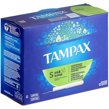 Tampax 40-Count Unscented Tampon with Cardboard Applicator - Super - 12/Case