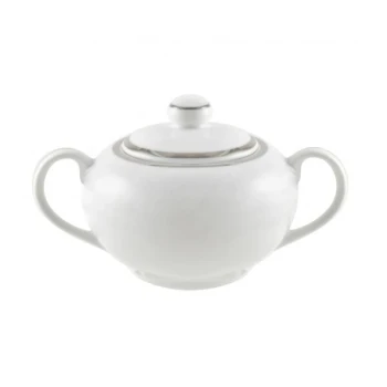 10 Strawberry Street SL0018 8 oz. Silver Line Porcelain Covered Sugar Bowl - 6/Case