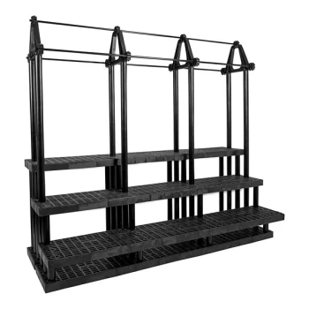 SPC Retail SM967203W Benchmaster 96" x 39" x 84" Black Plastic Three Step Display with Plant Hanger