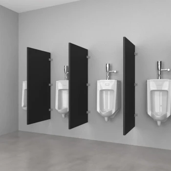 Hadrian Solutions X20118-211 18" x 48" Black Solid Plastic HDPE Urinal Partition