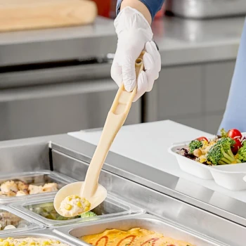 Cambro SPO13CW 13" Beige Camwear® Solid Salad Bar / Buffet Spoon