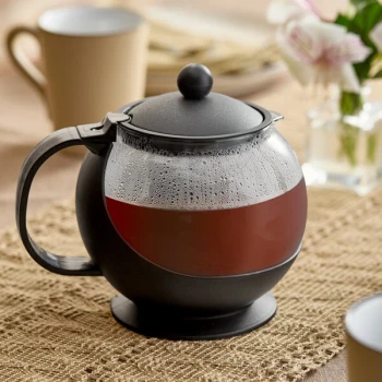 Choice 42 oz. Tempered Glass Tea Pot Infuser with Stainless Steel Basket