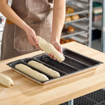 Baker's Lane 5 Compartment Sub Sandwich Silicone Bread Mold - 12" x 2 15/16" Cavities