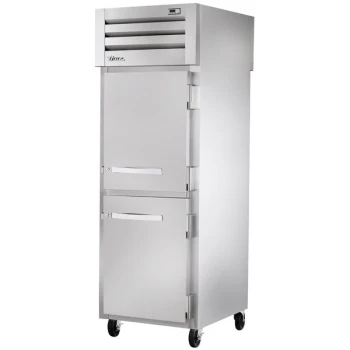 True STR1RPT-2HS-1S-HC Spec Series 27 1/2" Solid Front Half Door / Solid Back Full Door Stainless Steel Pass-Through Refrigerator