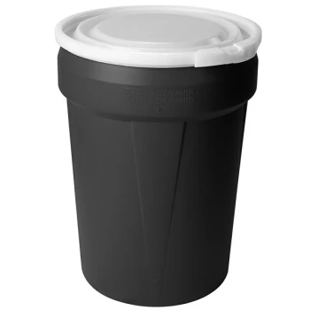 Eagle Manufacturing 1601BLKBG 30 Gallon Black Plastic Barrel Drum with 1/2" and 1 3/4" Bung Holes and Plastic Lever-Lock