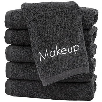 Hospeco 11" x 17" 100% Cotton Black Makeup Wash Cloth 1.7 lb. - 144/Case