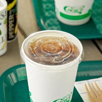 EcoChoice 9, 12, 16, 20, 22 oz. Translucent Compostable PLA Paper Cold Cup Flat Lid with Straw Slot - 1,000/Case