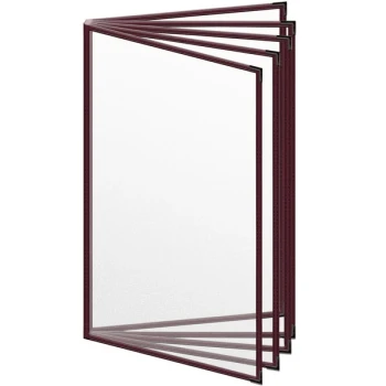 H. Risch, Inc. TE-10V Deluxe Sewn 8 1/2" x 14" Maroon 10 View Vinyl Menu Cover with Black Smooth Corners and Matte Finish