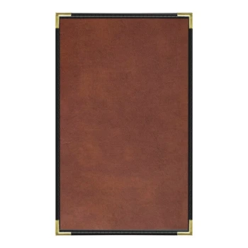 H. Risch, Inc. 8 1/2" x 14" Brown Tuxedo Leather Customizable 1 View Menu Cover with Interior Pocket