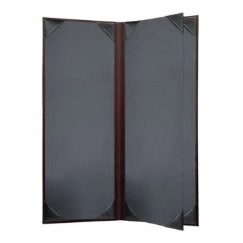 H. Risch, Inc. 4 1/4" x 11" Wine Tuxedo Leather Customizable 4 View Menu Cover with Picture Corners
