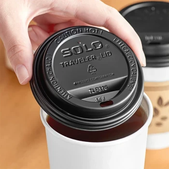 Solo TLB316-0004 10-24 oz. Traveler Black Dome Hot Cup Lid with Sip Hole - 1,000/Case