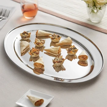 Acopa 20" x 13 3/4" Oval Stainless Steel Platter