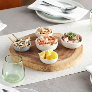 Acopa 12" Round Live Edge Acacia Wood Serving Board