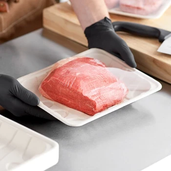 World Centric 10 1/2" x 8 3/16" x 1 1/4" Compostable Fiber Meat Tray - 480/Case