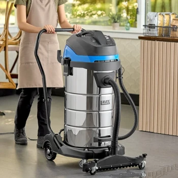 Lavex 26 Gallon Stainless Steel Commercial Wet / Dry Vacuum with Squeegee Tool and Enhanced Toolkit - 100-120V, 1400W