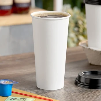Choice 24 oz. Single Wall White Poly Paper Hot Cup - 25/Pack