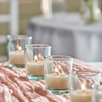 Leola Candle 5 Hour Clear Glass Wax Filled Votives - 48/Case