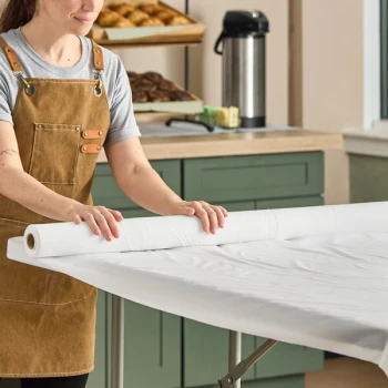 Atlantis Plastics 1504120 300' White Plastic Roll Table Cover