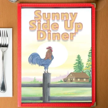 Choice 8 1/2" x 11" Menu Paper - Breakfast Themed Rooster Design Cover - 100/Pack