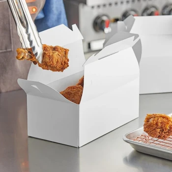 Southern Champion 8 7/8" x 5" x 3 1/2" White Barn Take-Out Lunch / Chicken Box with Handle 5 lb. - 250/Case