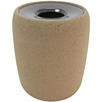 Wausau Tile TF1188 Westlake 42 Gallon Concrete Round Decorative Outdoor Trash Can with Aluminum Funnel Lid
