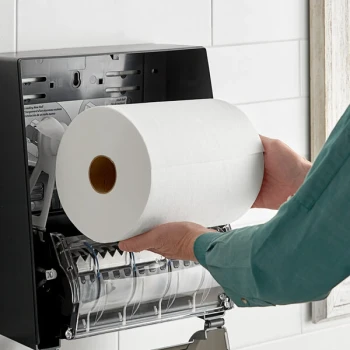 Morcon Morsoft 10" 1-Ply White TAD Hardwound Paper Towel Roll, 500 Feet / Roll - 6/Case
