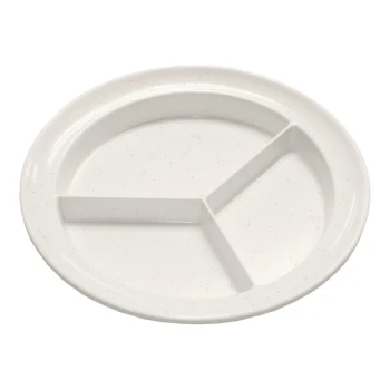 Richardson Products Inc. 9" White Polyester 3-Compartment Dish
