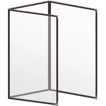H. Risch, Inc. TET Deluxe Sewn 8 1/2" x 14" Brown 6 View Foldout Vinyl Menu Cover With Silver Decorative Corners and Matte Finish