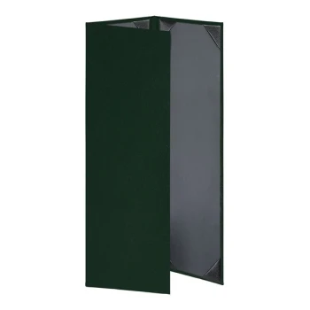 H. Risch, Inc. Oakmont 4 1/4" x 14" Green 3-Panel Menu Cover with Album Style Corners